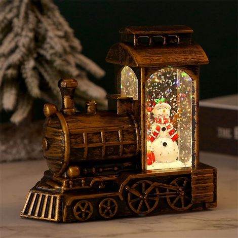 Veilleuse Train De Noël Rempli D Eau - Lampe De Table Festive Avec Musique - Décor Chambre Enfant Sécurisé (1/3)