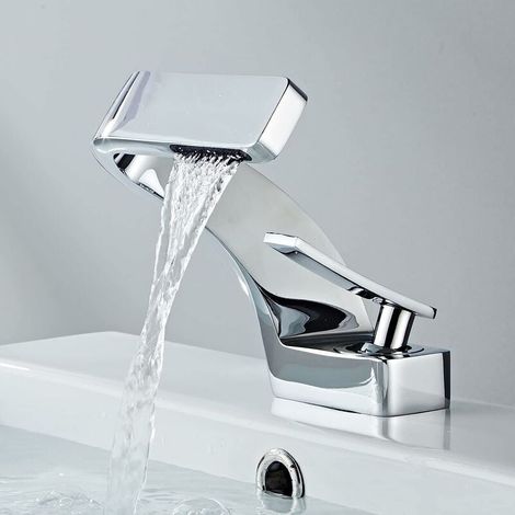 grifo de cascada para baño, grifo de lavabo cromado moderno, grifo de baño, grifo mezclador de lavabo, (1/5)