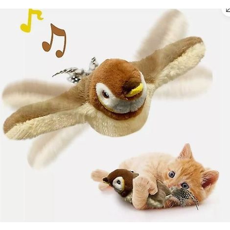 Oiseau volant électronique interactif pour chat, jouet à suspendre, ailes battantes, moineau (1/5)