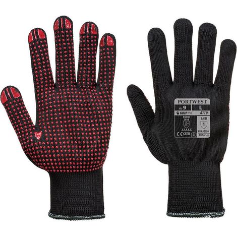 Guanti in maglia Portwest in PVC A110 punteggiato Rosso 10