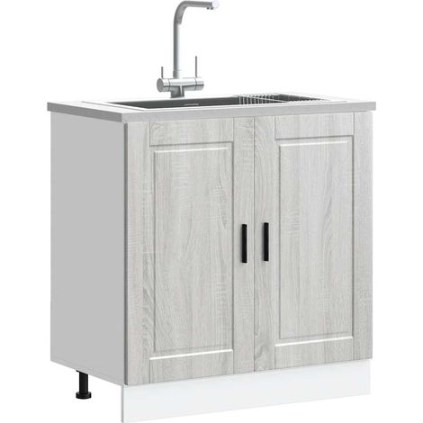 Spülenunterschrank Porto Grau Sonoma 80x46x81,5cm Holzwerkstoff