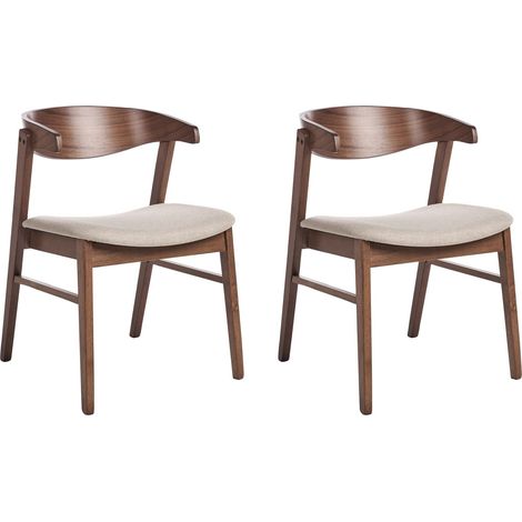 Set of 2 Dining Chairs LILLY Dark Brown/ Beige Beige