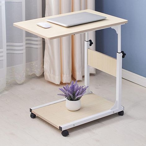 2 Ebenen Pflegetisch Beistelltisch Couchtisch Sofatisch mit Rollen Mobiler Kaffeetisch Höhenverstellbar Nachttisch für Krankenbett, Pflegebett, Laptoptisch (1/5)