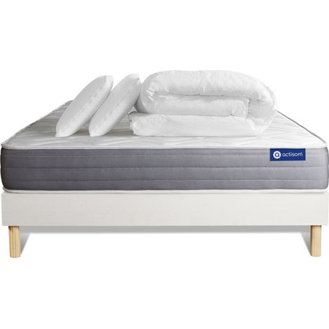 Pack Colchón blanco espuma viscoelástica 140 x 200