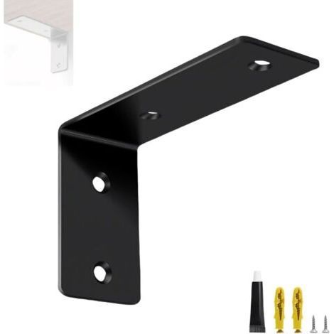 Two-Piece Shelf Bracket, Floating Shelf Bracket, Wall Mounted Shelf Bracket with Screws (Black, 225mm) (1/5)