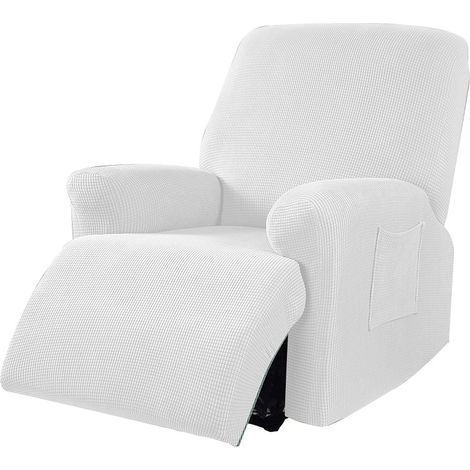 Copripoltrona jacquard elasticizzato per poltrona reclinabile relax con tasche Bianco (1/4)