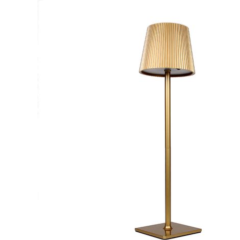 Lampada da tavolo LED dorata 5W ricaricabile con pannello solare e cavo USB, 40 cm, luce calda/fredda/naturale, sensore crepuscolare, batteria 2000mAh