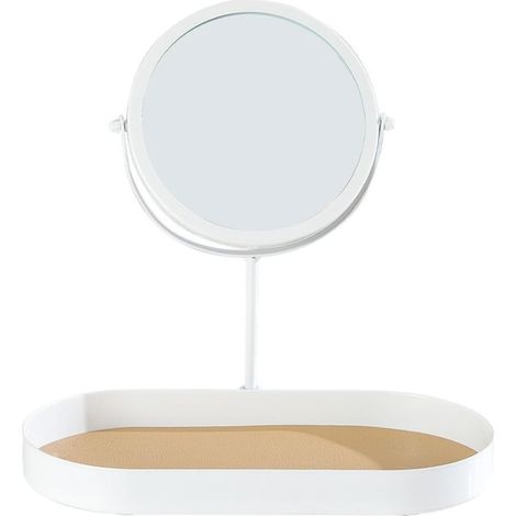 Miroir de maquillage multiusage, 1 pcs, blanc, rond, simple, pour coiffeuse, usage intérieur, pour les dortoirs et la maison