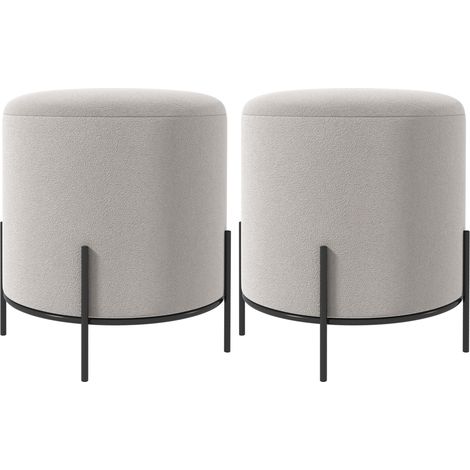 Pouf - HOMCOM - Velours (100 % polyester) - 35x35x38cm - Gris clair (1/5)