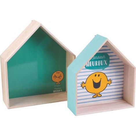 Etagères en bois maison Monsieur Madame (Lot de 2) (1/5)