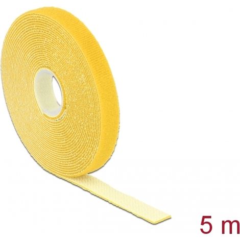 Delock Cinta de gancho y bucle en rollo LA 5 m x AN 13 mm amarillo