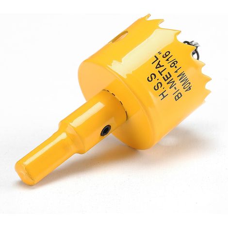Scie cloche 40mm, bi-métal scie cloche bois avec adaptateur hexagonal et embout central, HSS M42 pour fer, aluminium, bois, plaques de plâtre (1/5)