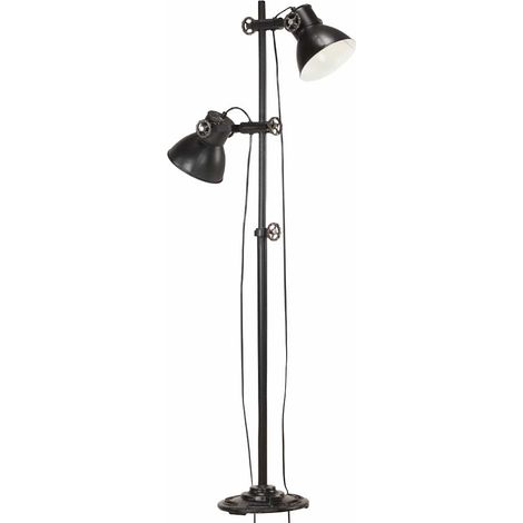 Maison Exclusive - Lampadaire avec 2 abat-jour Noir E27 Fonte (1/4)
