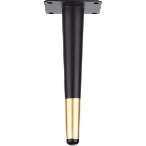 1 pc (20 cm droit conique noir avec or) pieds de canapé meubles pieds en métal armoire de salle de bain meuble TV pieds de support de matériel de Table (1/3)