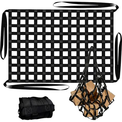 Filet de Levage de Chargement 1,2 × 1,5 m Filet de Levage Suspendu avec Longues Sangles de Levage Grande Capacité de Charge de 500 kg pour Travaux de Construction Remorque Transport (1/5)