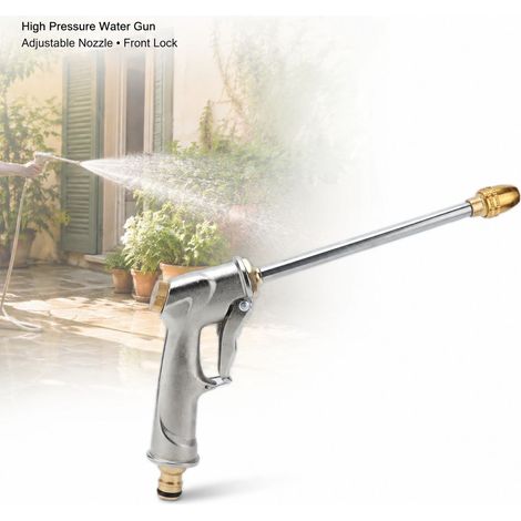 Pistola ad acqua Toivize - Alta pressione - Regolabile, in lega di rame e alluminio placcata argento per lavaggio auto e giardino, 26,5 cm (1/4)