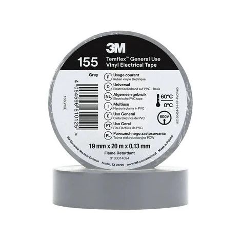 Temflex Isolierband 155 PVC 19mm x 20m 3M 7100184744 Grau