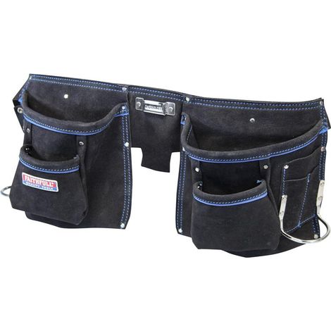 Faithfull Double Tool and Nail Pouch in Leather – 215 x 500mm (Model FAIDTNP3B) (1/5)