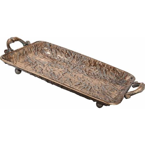 Bandeja de metal dorada 45x26x7.5h cm