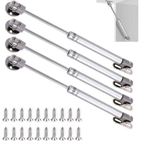 Forehill – Lot de 4 vérins à gaz 150N – Longueur 270mm – Acier laminé et plastique ABS – Pour portes en bois et meubles TV – Installation sécurisée (1/4)