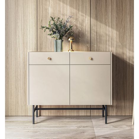 AX LIVING Kommode modern Dinley 104 cm Beige mit Türen & Schubladen