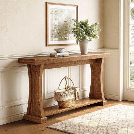 Tribesigns – Table console 160 cm – 2 niveaux – Étagères en bois – Pour entrée ou couloir – Charme maison de campagne (1/5)