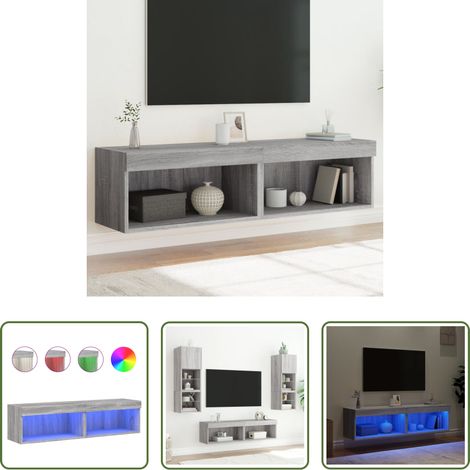 LED-Leuchten - TV-Schränke mit LED-Leuchten 2 Stk. Grau Sonoma 60x30x30 cm (1/5)