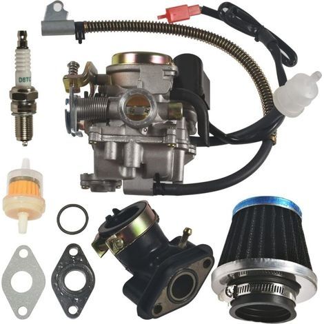 Carburateur 50 CC 4 temps GY6 haute performance 139QMB carburateur pour scooter 49 cc 50 cc cyclomoteur PD18J Carb, carburateur 50 cc + collecteur d'admission (1/4)
