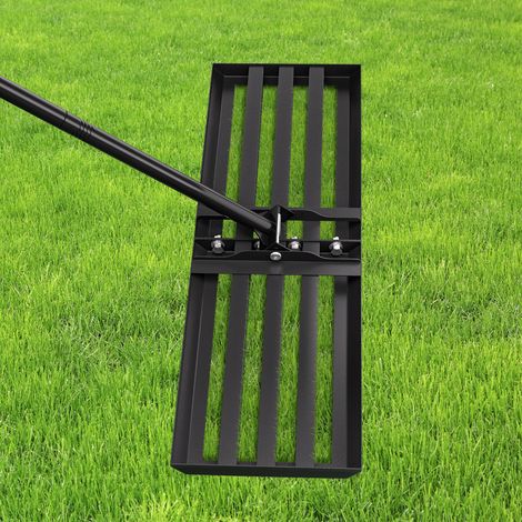 TolleTour Rastrello livellatore per prato 75 x 25 cm con manico in acciaio, guanti da giardinaggio inclusi (1/5)