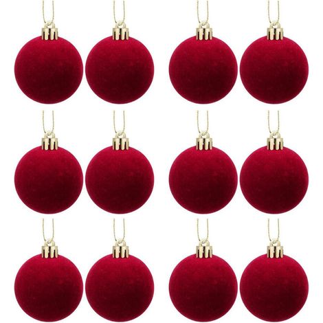 Décorations de Noël, ornements de boules de soie de Noël-Rouge (1/5)