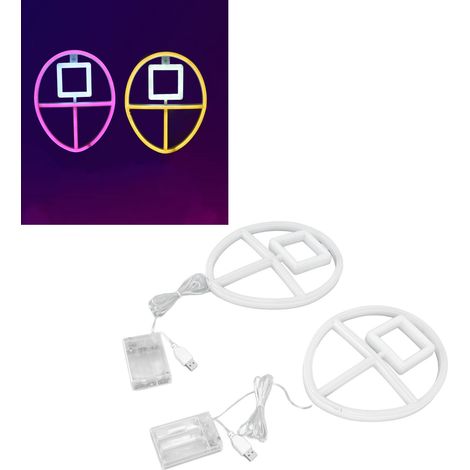 Lampe murale LED néon créative style cyberpunk, décoration intérieure, fête, cadeau d'anniversaire, décoration de chambre d'enfant, alimentation USB ou piles, lot de deux, rose + blanc chaud (1/5)