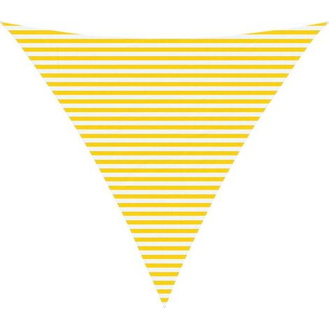 Voile d'ombrage à rayures jaunes et blanches, 6 x 6 x 6 mètres, 100% polyester Oxford. (1/5)
