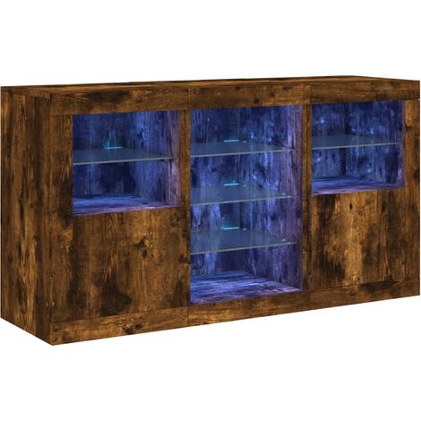 Maison Exclusive - Aparador con luces LED roble ahumado 123x37x67 (1/5)