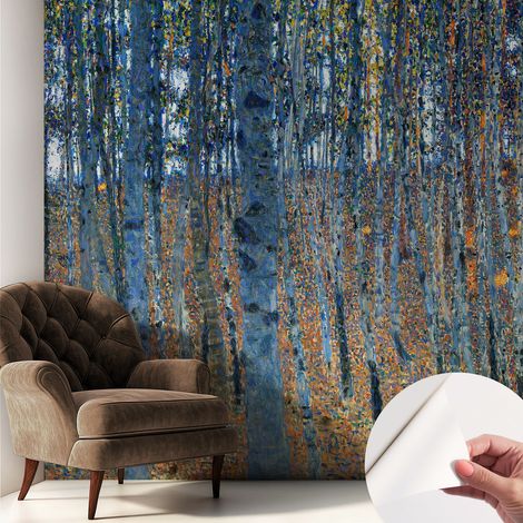 Tapete adhésive moderne pour salon et chambre à coucher Décoration rapide avec colle Forêt de bouleaux 250x250 cm (1/5)