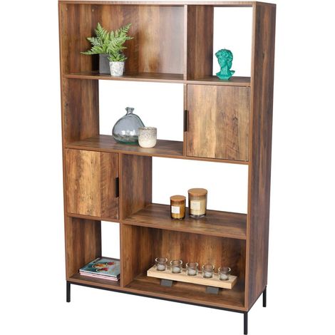 Libreria in legno con struttura in metallo collezione JAYCE - Dimensioni 100x35x156 cm