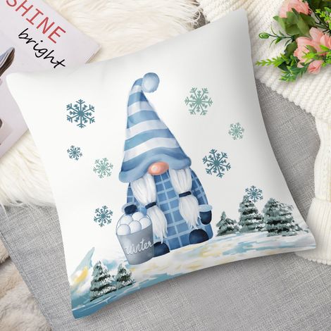 Housse de coussin montagne hivernale, gnome (1/5)