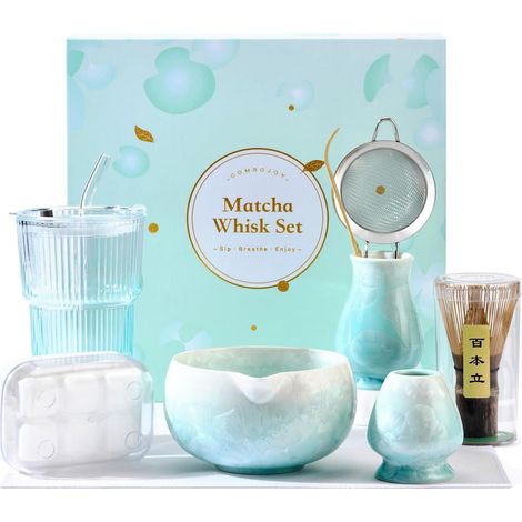 Set Matcha 9 pièces avec bol, fouet en bambou & support, tasse en verre, moule à glaçons (1/5)