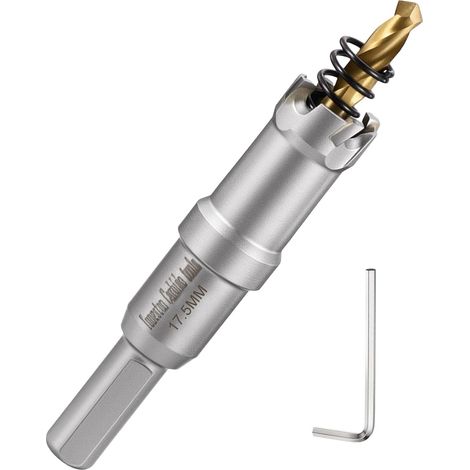 Kit de scie-cloche en carbure de tungstène 17,5 mm pour métal, cuivre, aluminium, plastique, bois - Argenté (1/5)