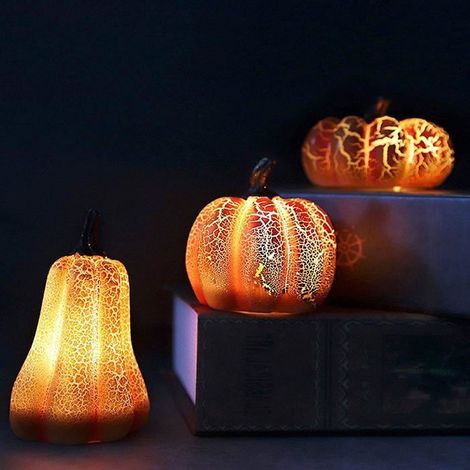 3 Pièces Citrouille de Décoration LED, Décoration Halloween intérieur, Citrouille Lumineuse (1/5)