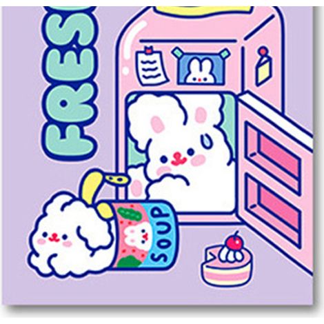 Sachet auto-scellant PET CCP résistant à l'usure, sûr et inodore, motif mignon, pratique et réutilisable, pochette à goûter lapin 22,3 x 13,5 (1/5)