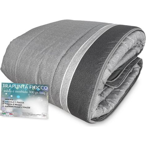 Couette d'hiver gris pois fabriquée en Italie 1 CARRÉ ET DEMI