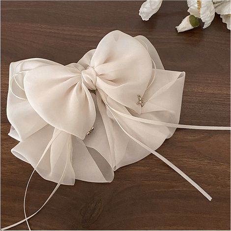 Lazo grande de tul, pinza para el cabello, hebilla de flor con pedrería SP325B (1/5)