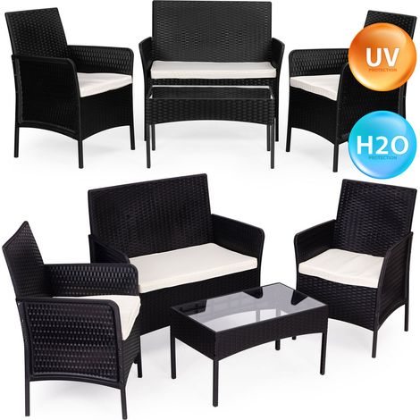 Conjunto de muebles de jardin mesa banco y sillones negros multigarden (1/5)