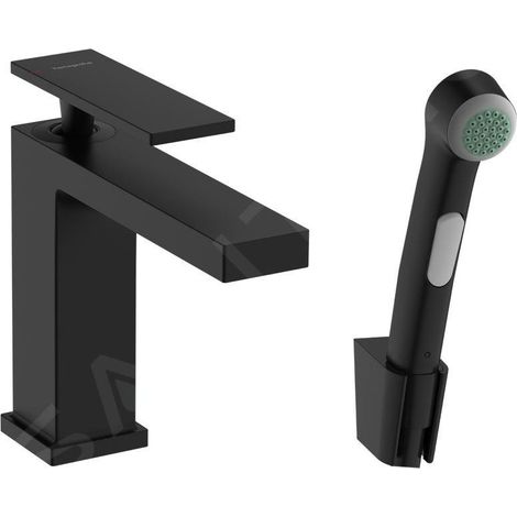 Hansgrohe Tecturis E - Mitigeur de lavabo avec vidage Push-Open et douchette de bidet, EcoSmart, noir mat 73210670 (1/5)