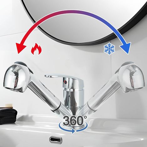 Miscelatore da cucina cromato con doccetta girevole a 360° e 2 modalità di getto per 1 foro, ottone - ALTRO (1/2)