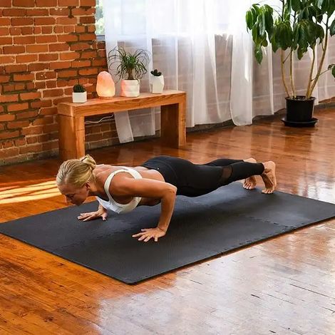 Tappeto Tappetino pavimento eva fitness palestra schiuma 40x40 nero (1/5)