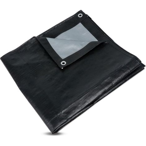 Tarpaulin with Eyelets Waterproof 2 m x 3 m Black Matt Tarpaulin Fabric Multipurpose Tear-Resistant, UV Stabilized, Mildew Resistant (1/5)