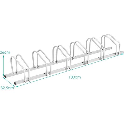 Bicycle stand for 6 bikes, multiple stand, steel floor stand, stand, silver (1/5)