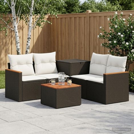 vidaXL Set di divani 6 pz Nero e Bianco Crema (1/5)