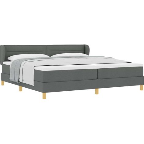 Maison Exclusive - Lit à ressorts avec matelas Gris foncé 200 x 200 cm tissu (1/5)